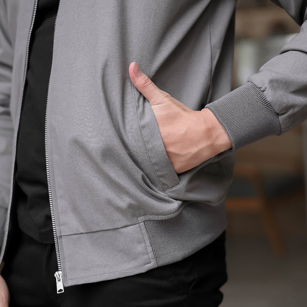Jaket Bomber Canvas Grey Young