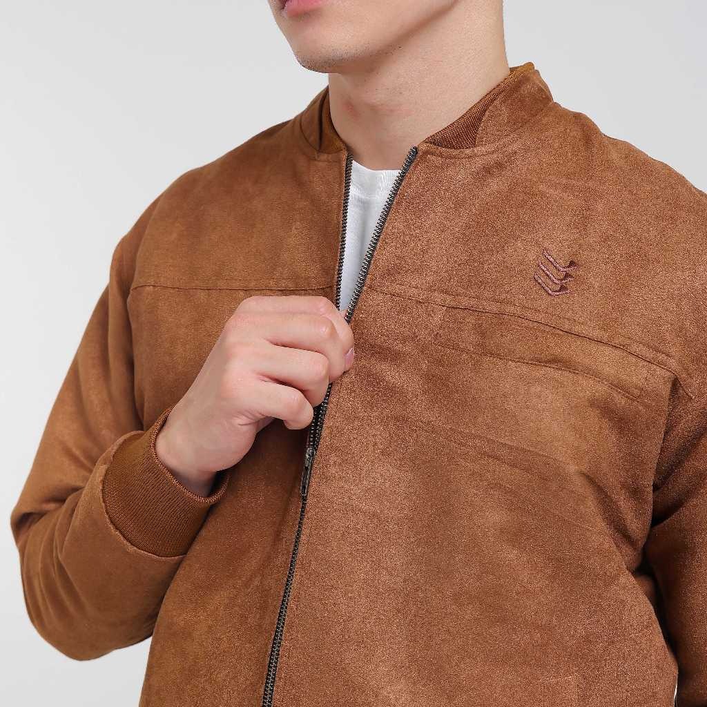 Jaket Bomber Suede Coffe