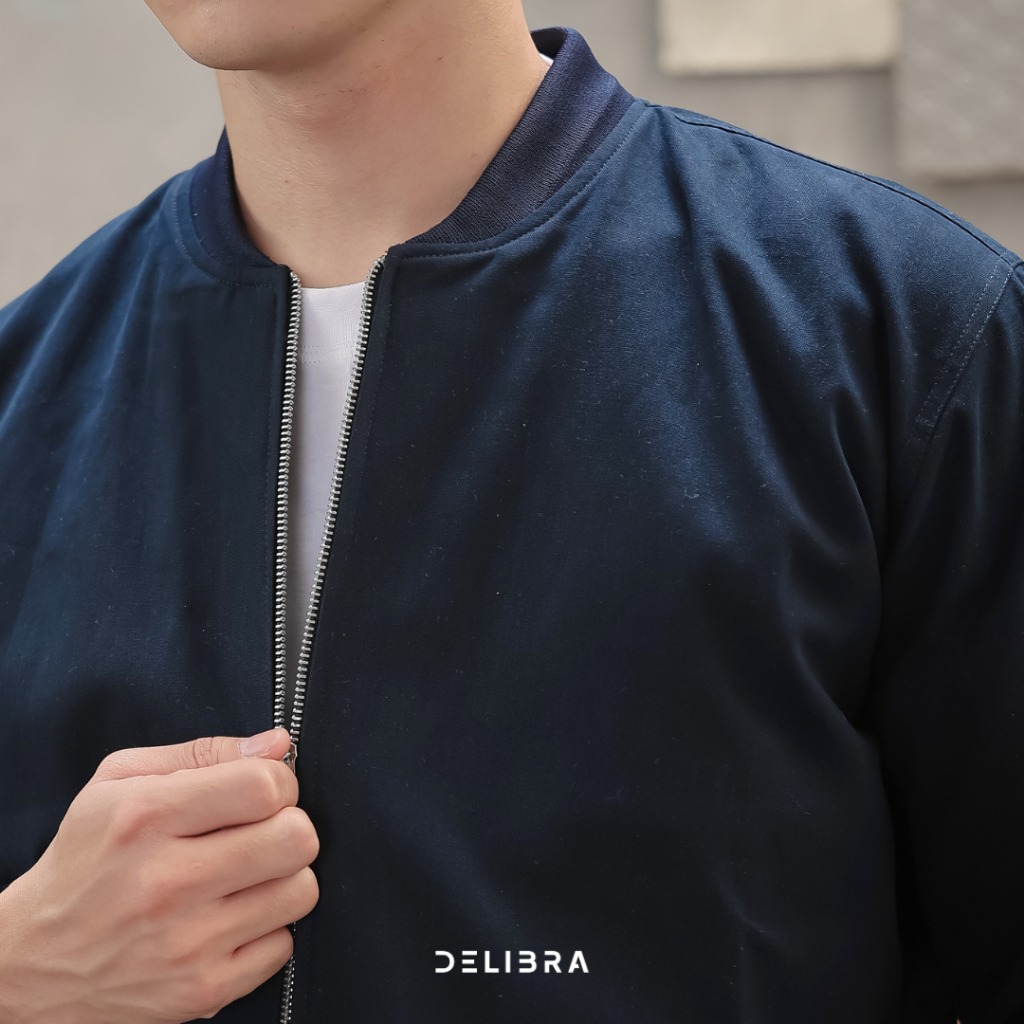 Jaket Bomber Canvas Navy