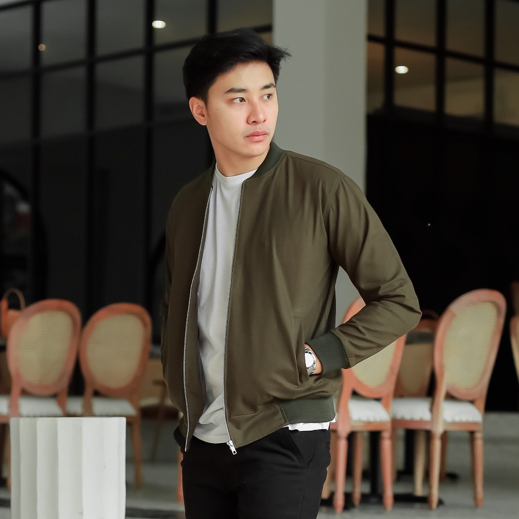 Jaket Bomber Canvas Green Army