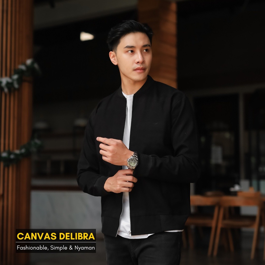 Jaket Bomber Canvas Pria