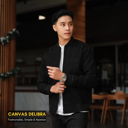 Jaket Bomber Canvas Pria