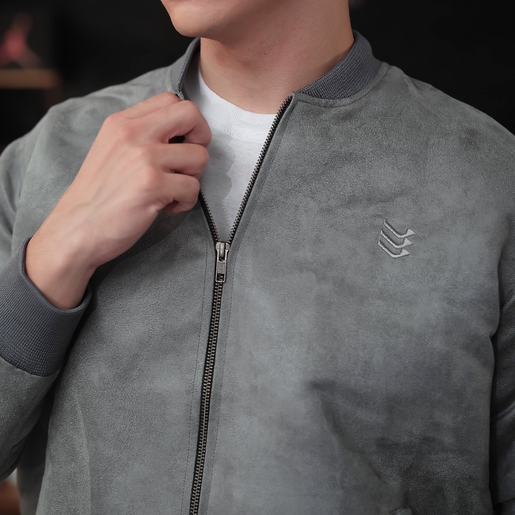 Jaket Bomber Suede Malvin Grey