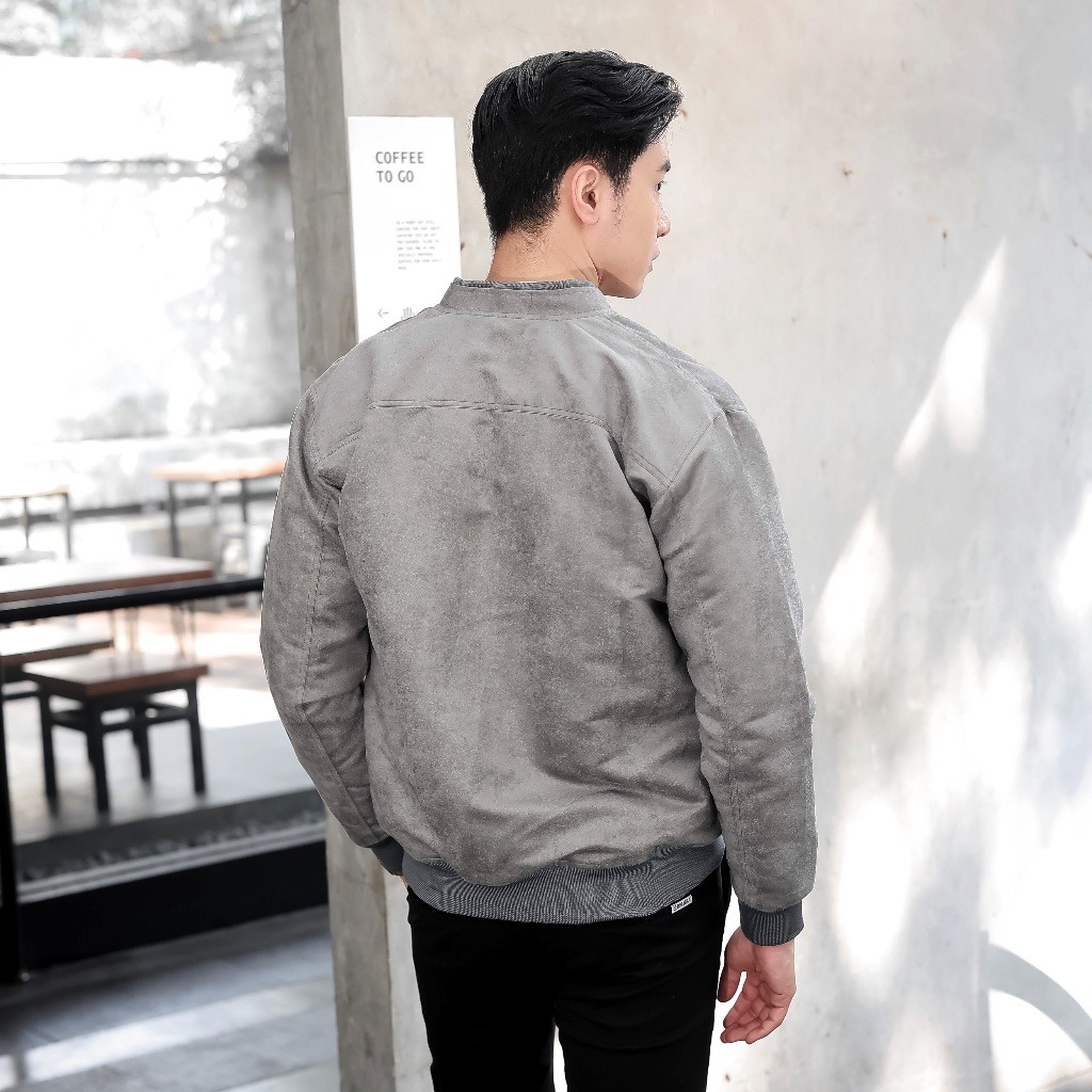 Jaket Bomber Suede Grey Young