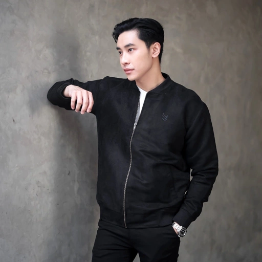 Jaket Bomber Suede Malvin Black