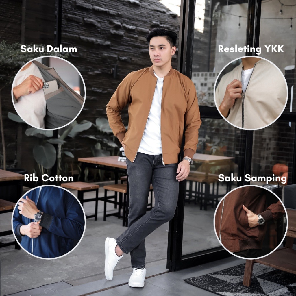 Jaket Bomber Canvas Pria