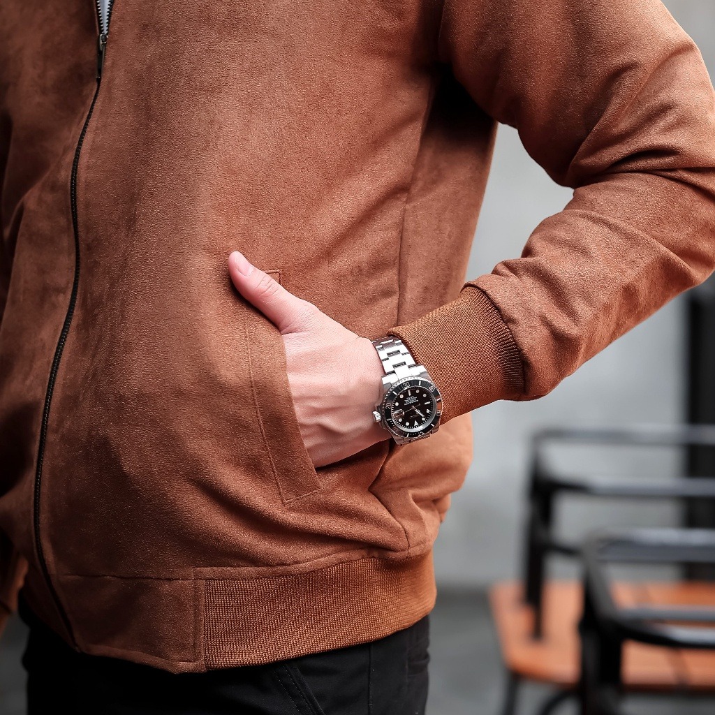 Jaket Bomber Suede Malvin Coffe