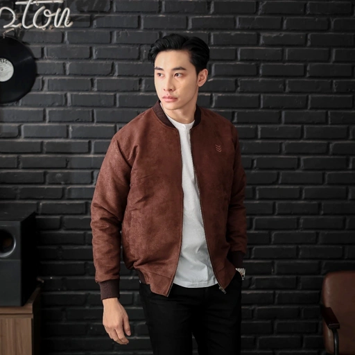 Jaket Bomber Suede Malvin Brown