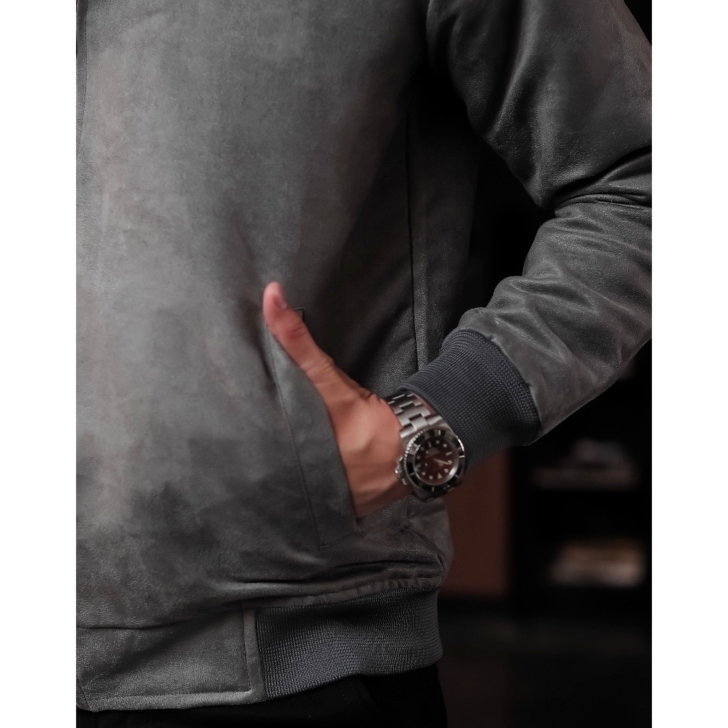 Jaket Bomber Suede Malvin Grey