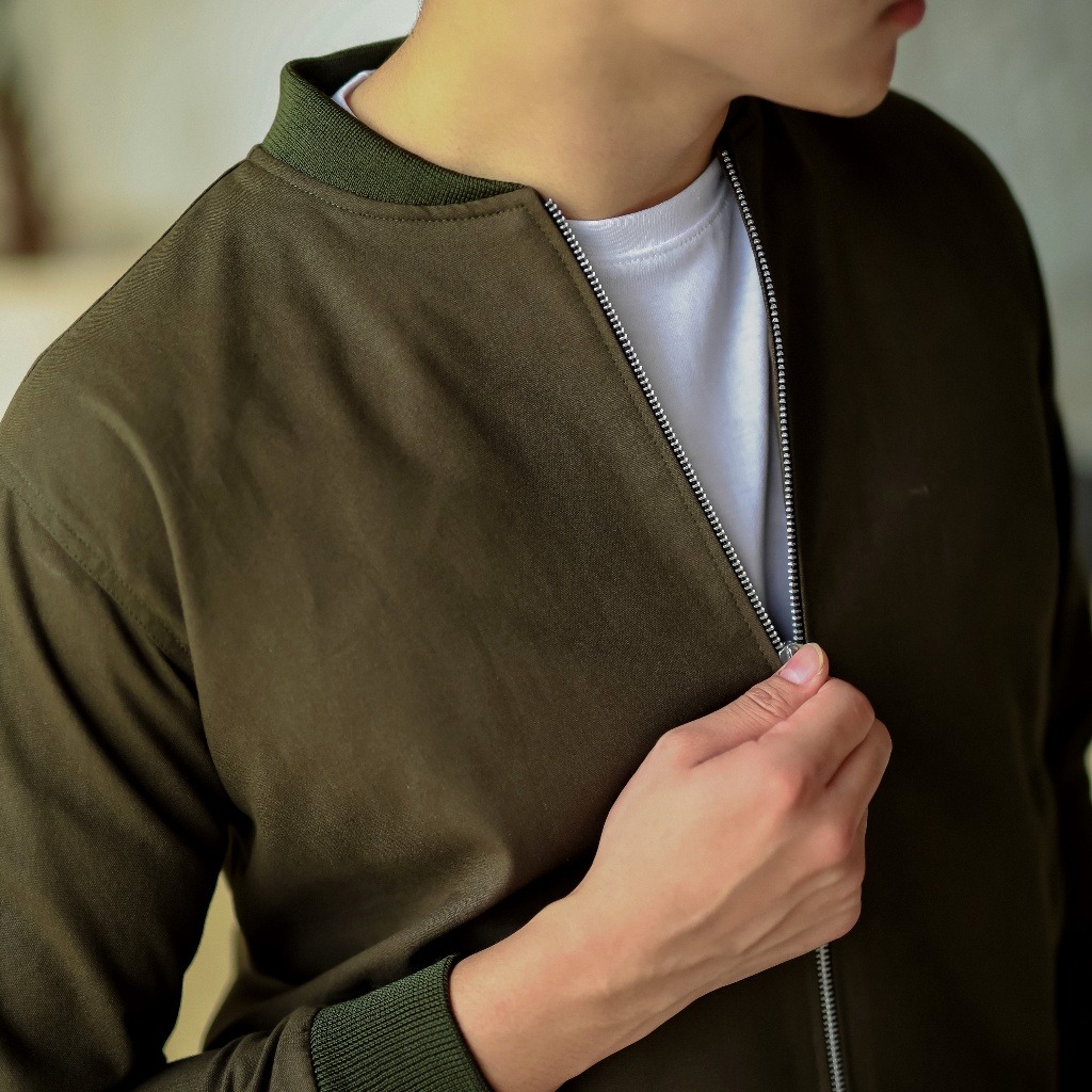 Jaket Bomber Canvas Green Army