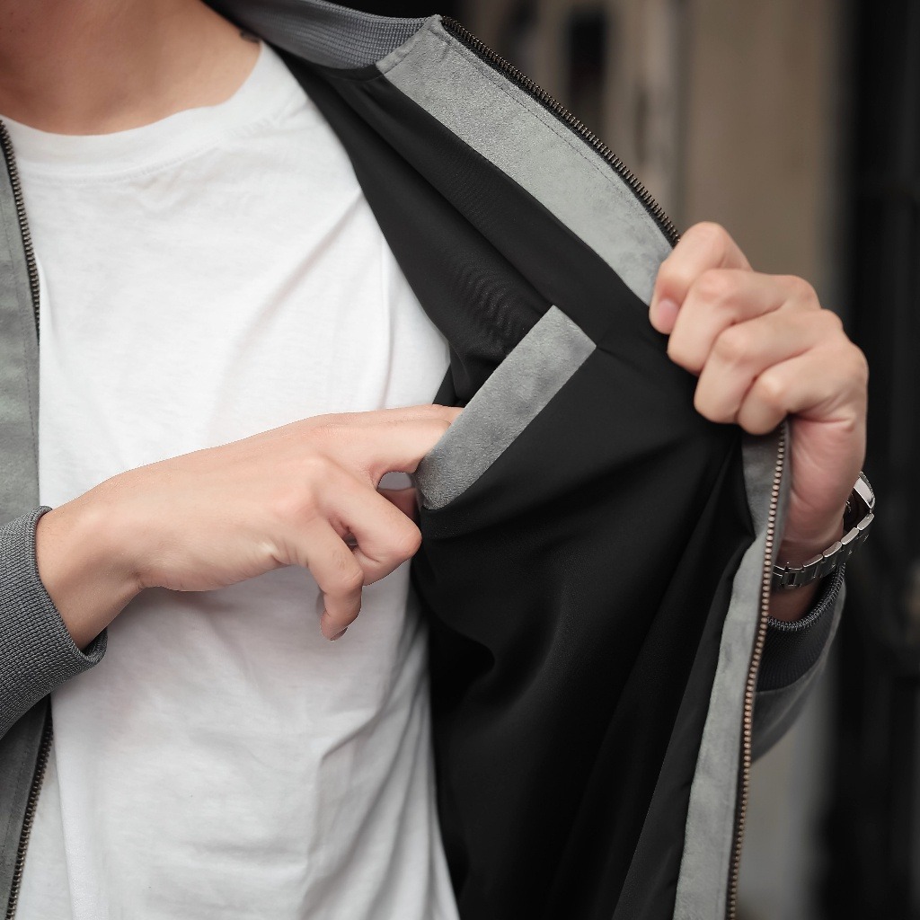 Jaket Bomber Suede Malvin Grey