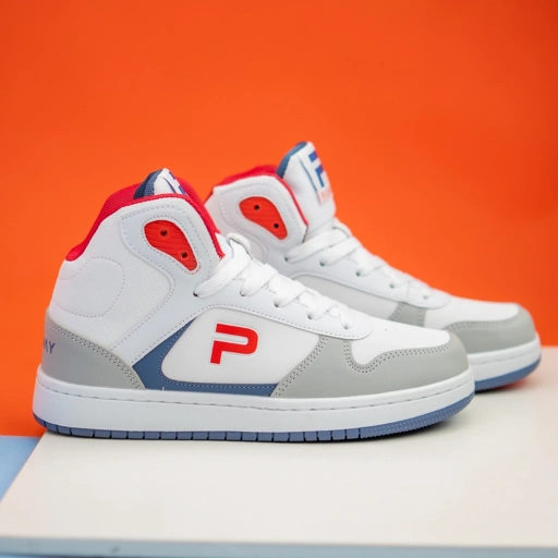 Image of PAULMAY - Sepatu Sneakers Pria Lisbon High - Grey Red