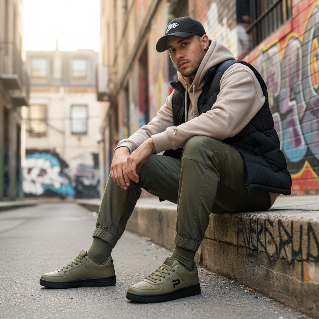 PAULMAY - Sepatu Sneakers Pria Wanita Denver - Army Black