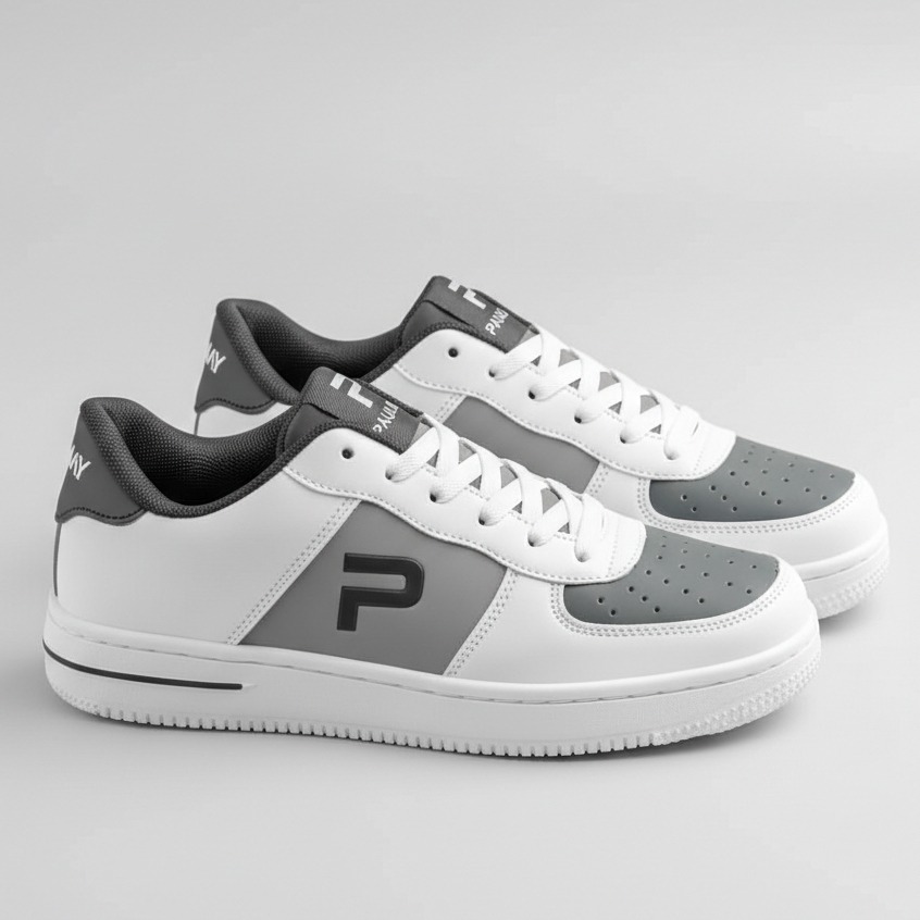 Paulmay Sepatu Sneakers Pria Wanita Denver White Grey