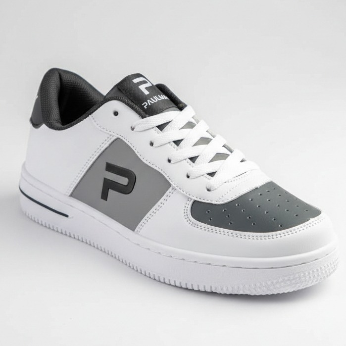 Paulmay Sepatu Sneakers Pria Wanita Denver White Grey