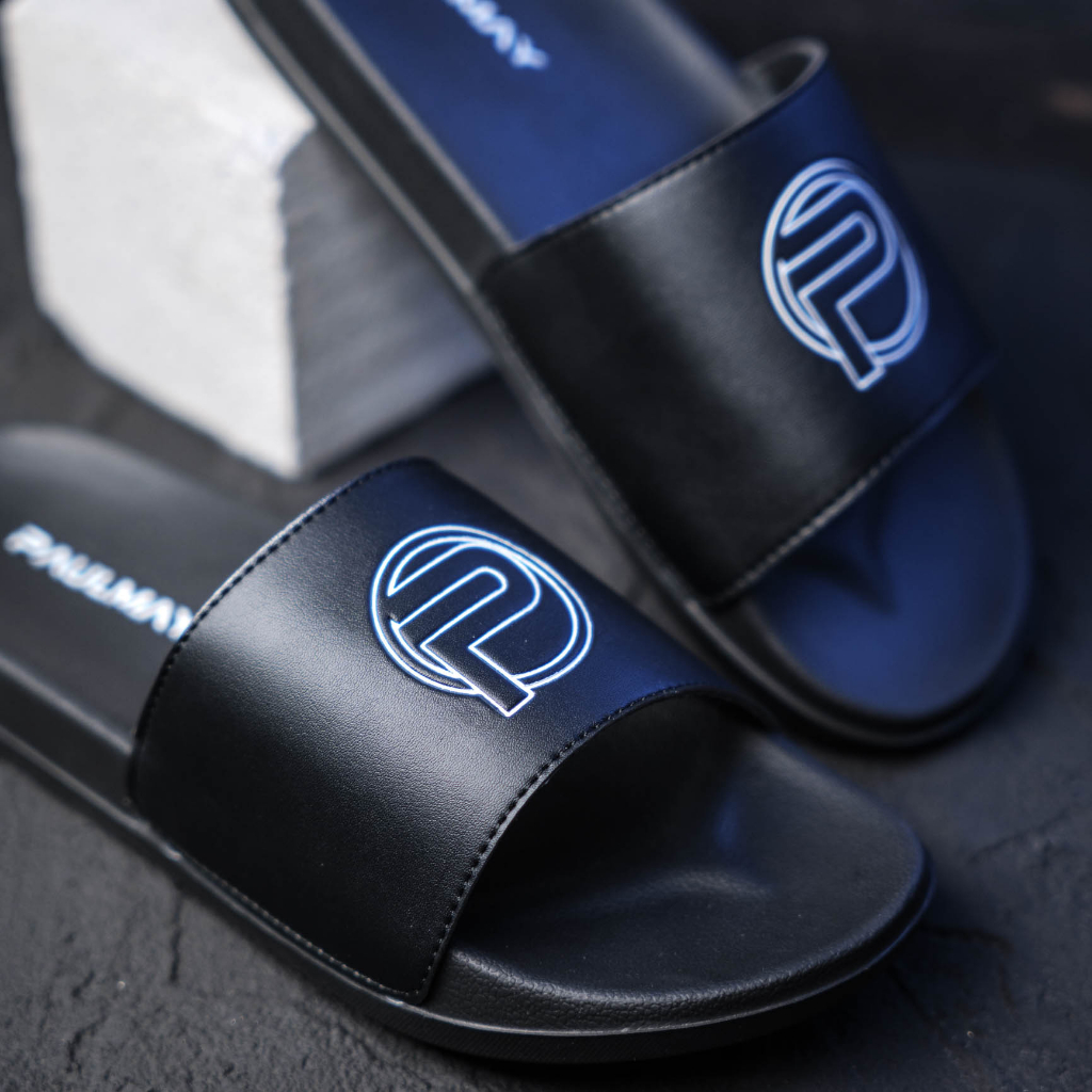 Paulmay Sandal Slide Unisex Slippers Logos Black White