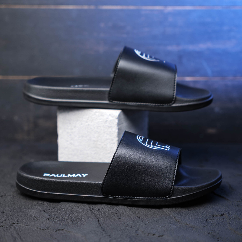 Paulmay Sandal Slide Unisex Slippers Logos Black White