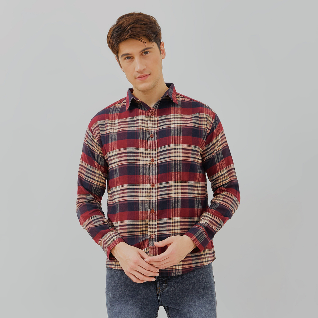 PAULMAY Kemeja Flanel Pria Lengan Panjang 6712