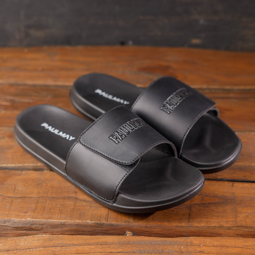 Paulmay Sandal Slide Unisex Slippers Strap Black