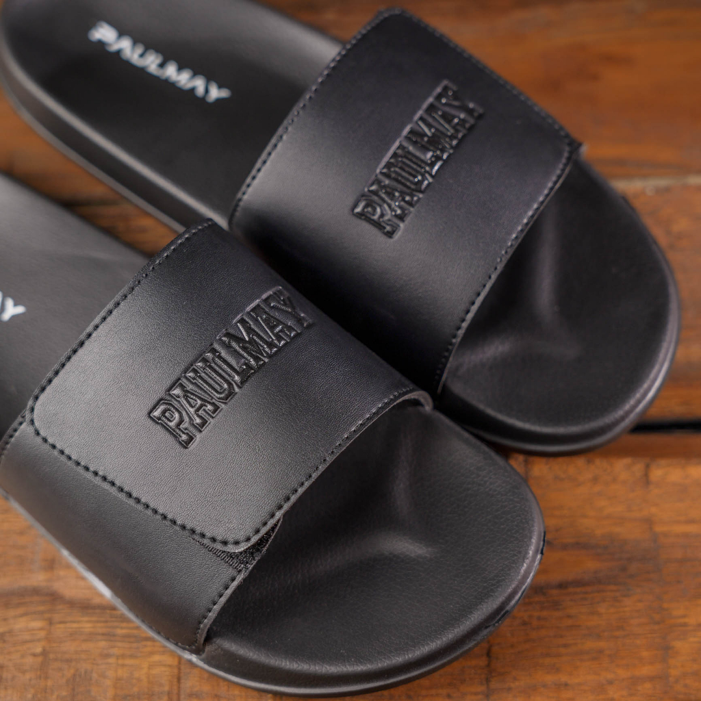 Paulmay Sandal Slide Unisex Slippers Strap Black