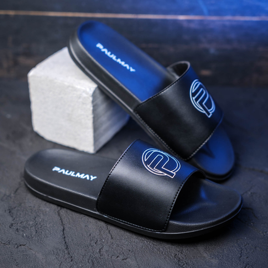Paulmay Sandal Slide Unisex Slippers Logos Black White