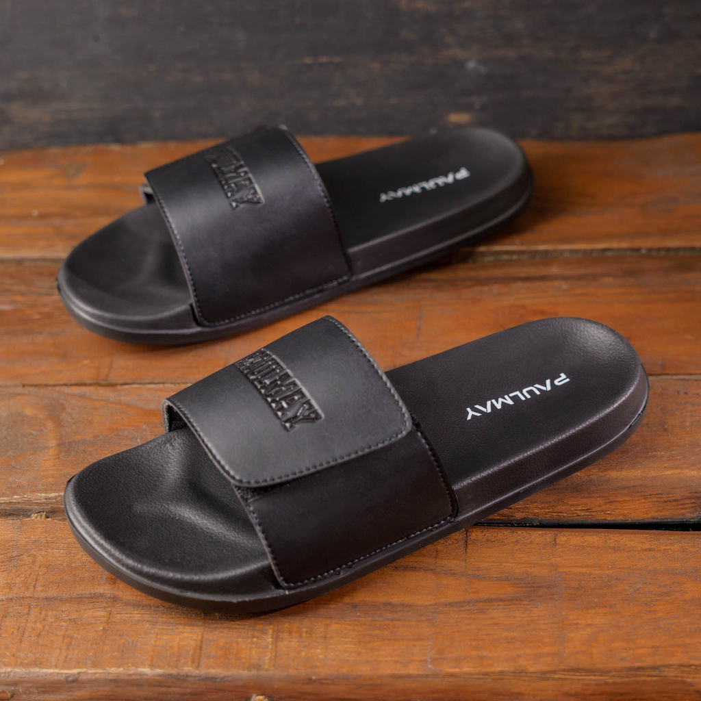 Paulmay Sandal Slide Unisex Slippers Strap Black