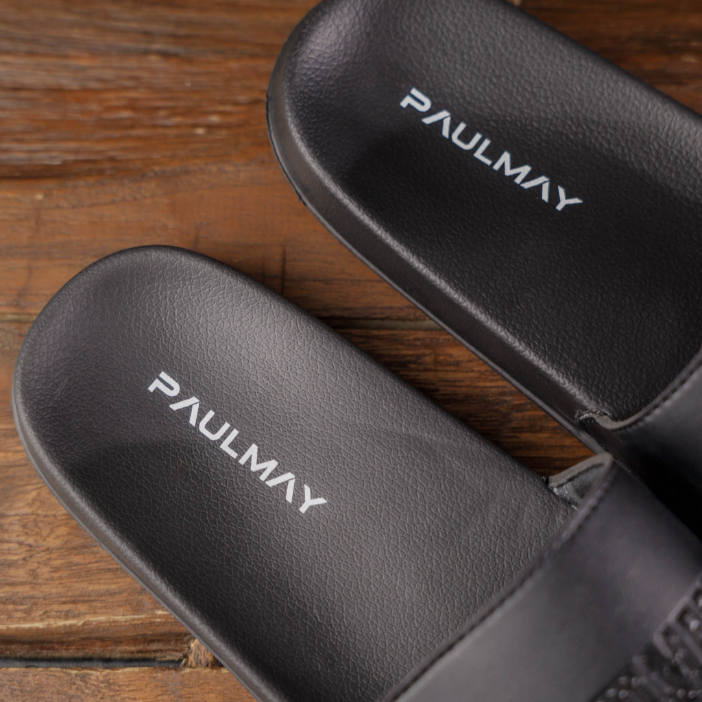 Paulmay Sandal Slide Unisex Slippers Strap Black