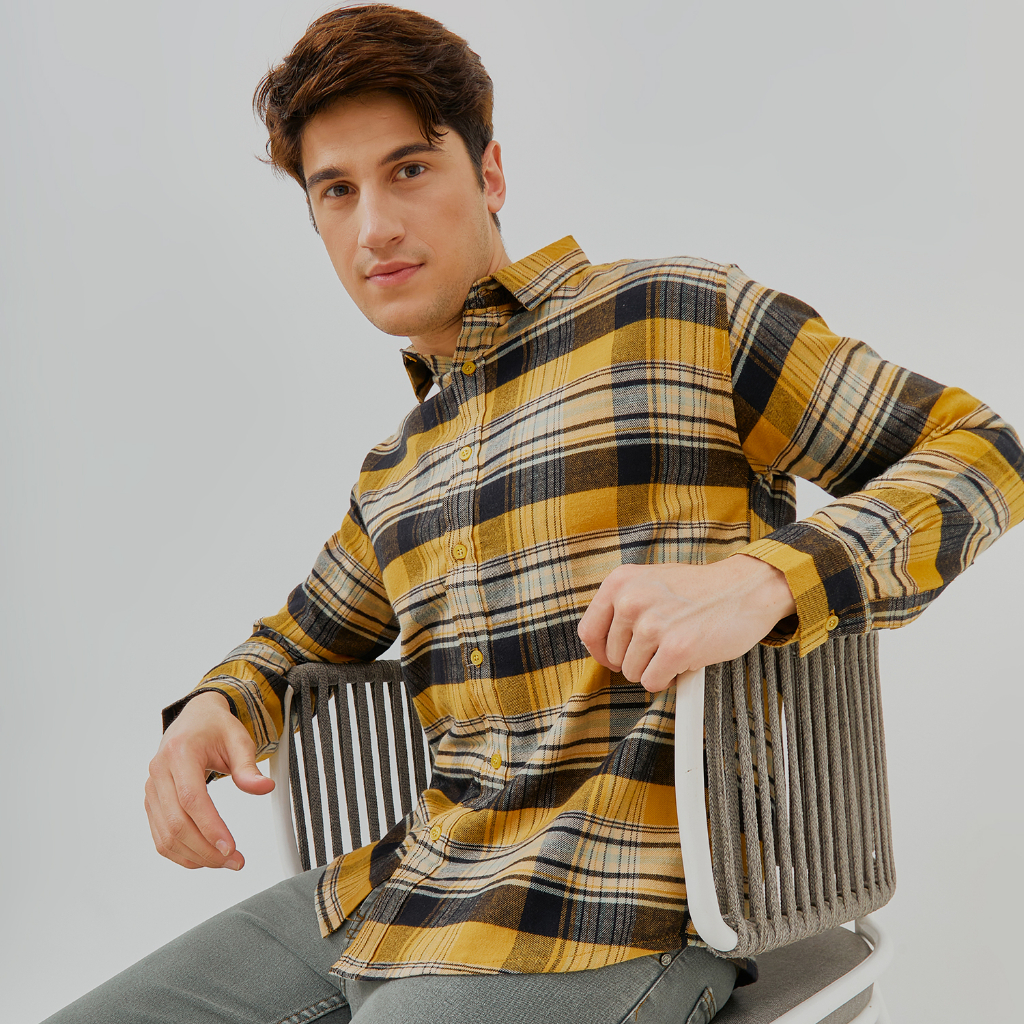 PAULMAY Kemeja Flanel Pria Lengan Panjang 6712