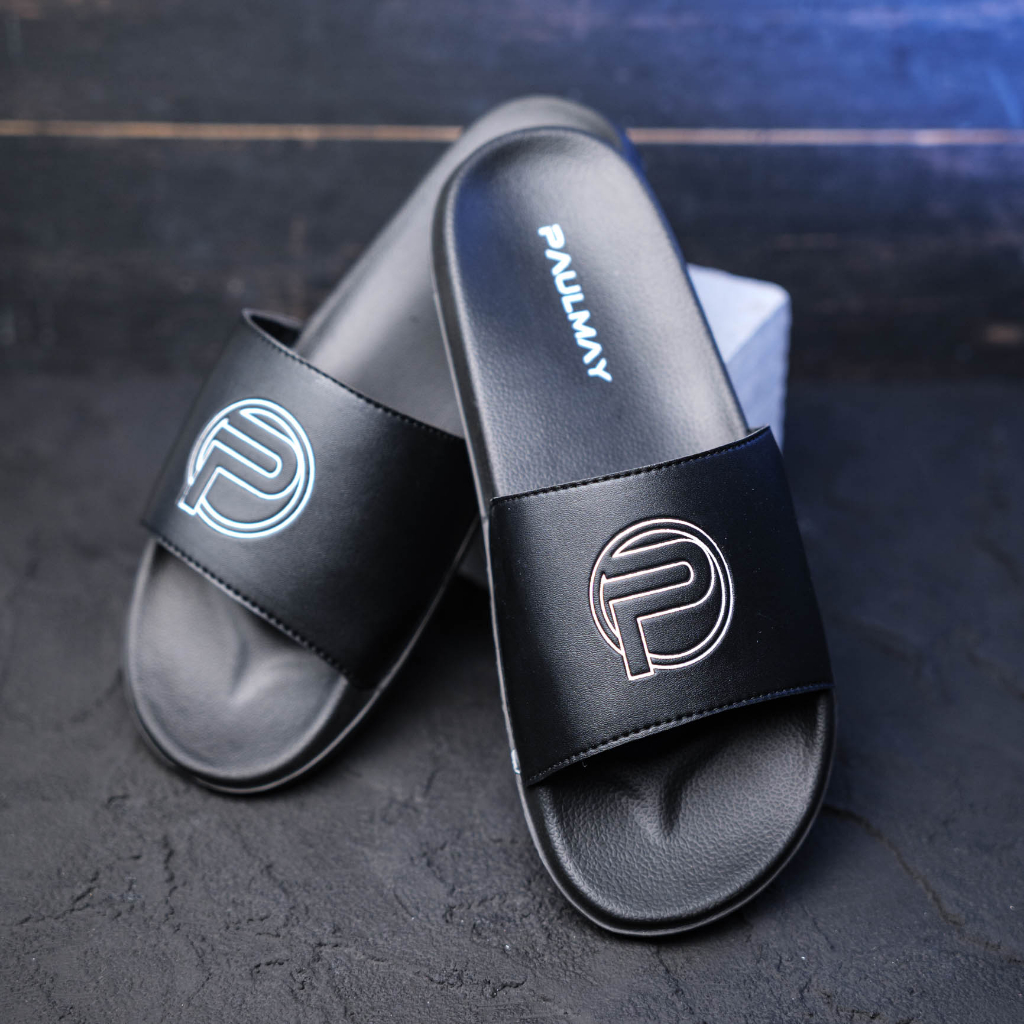 Paulmay Sandal Slide Unisex Slippers Logos Black White