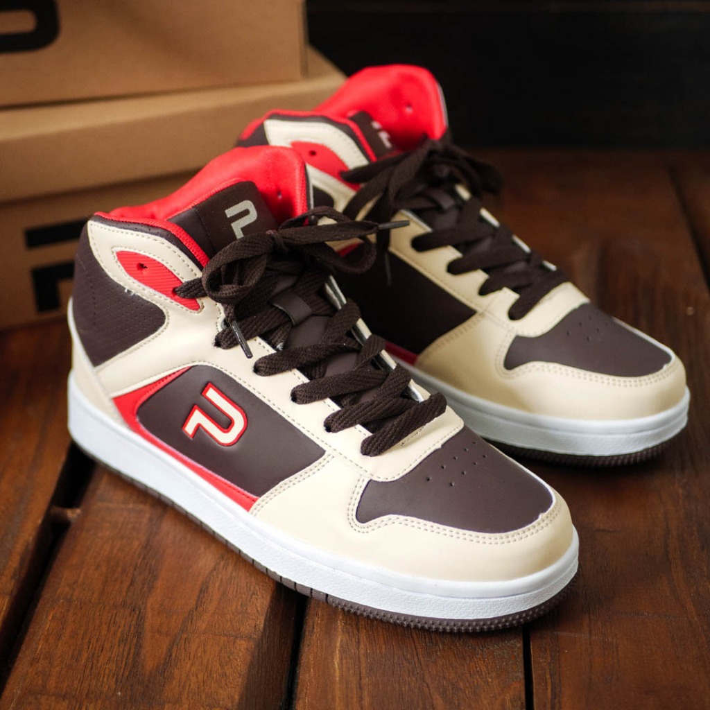 PAULMAY - Sepatu Sneakers Pria Wanita Lisbon High Cream Brown