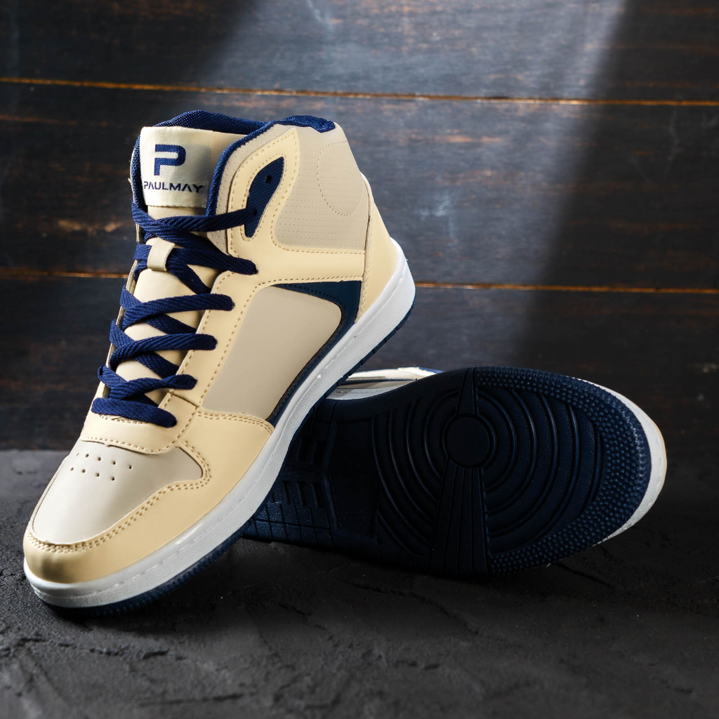 PAULMAY - Sepatu Sneakers Pria Wanita Lisbon High Cream Grey