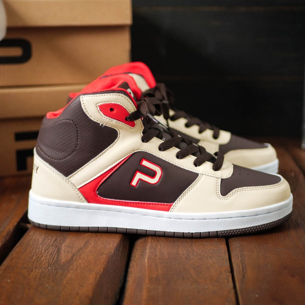PAULMAY - Sepatu Sneakers Pria Wanita Lisbon High Cream Brown
