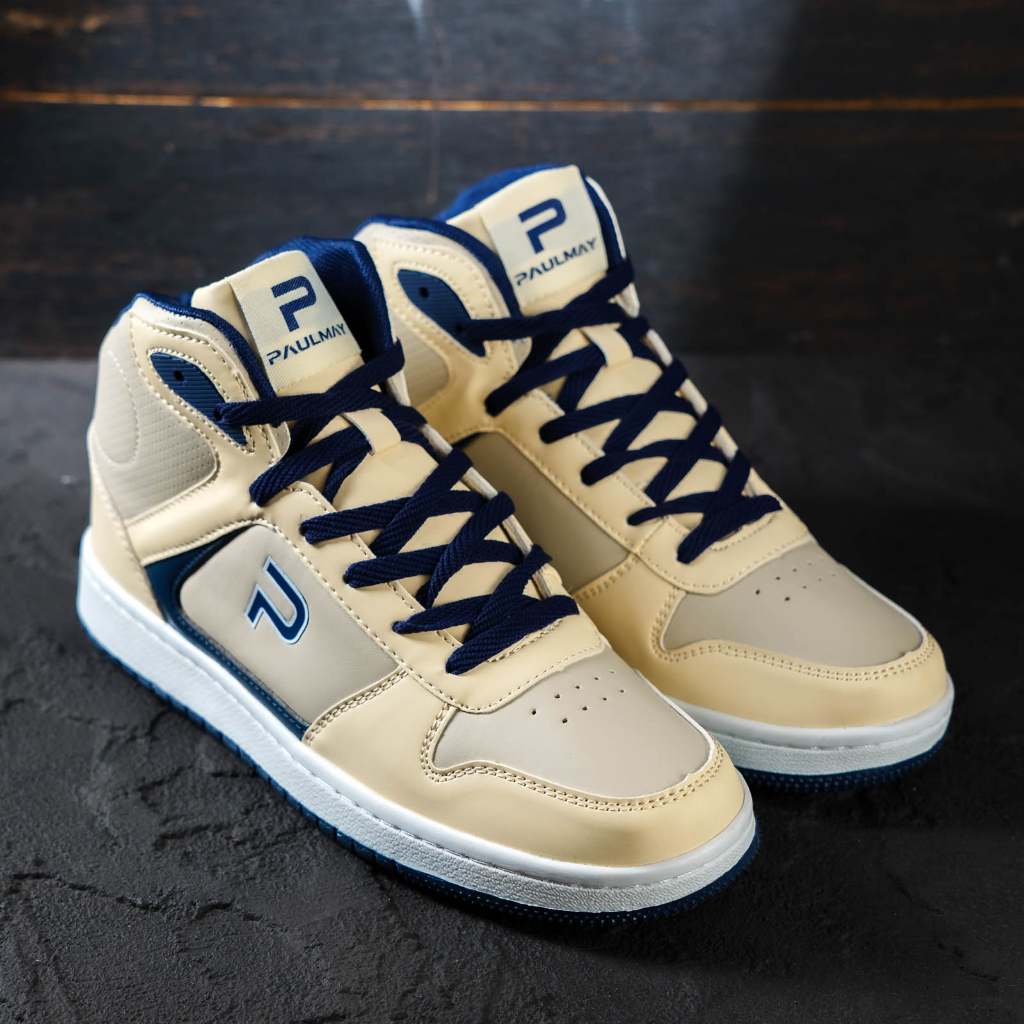 PAULMAY - Sepatu Sneakers Pria Wanita Lisbon High Cream Grey