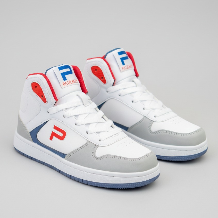 PAULMAY - Sepatu Sneakers Pria Wanita Lisbon High - Grey Red