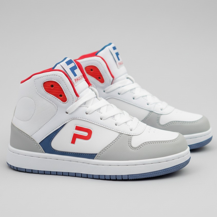 PAULMAY - Sepatu Sneakers Pria Wanita Lisbon High - Grey Red