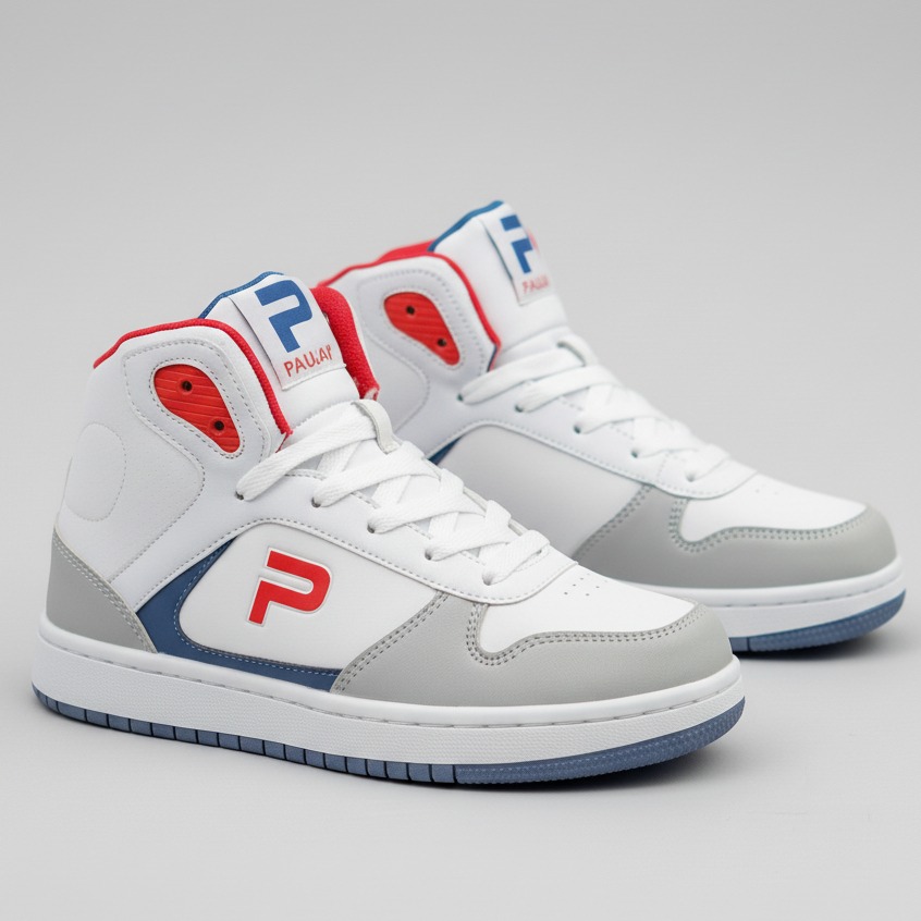 PAULMAY - Sepatu Sneakers Pria Wanita Lisbon High - Grey Red