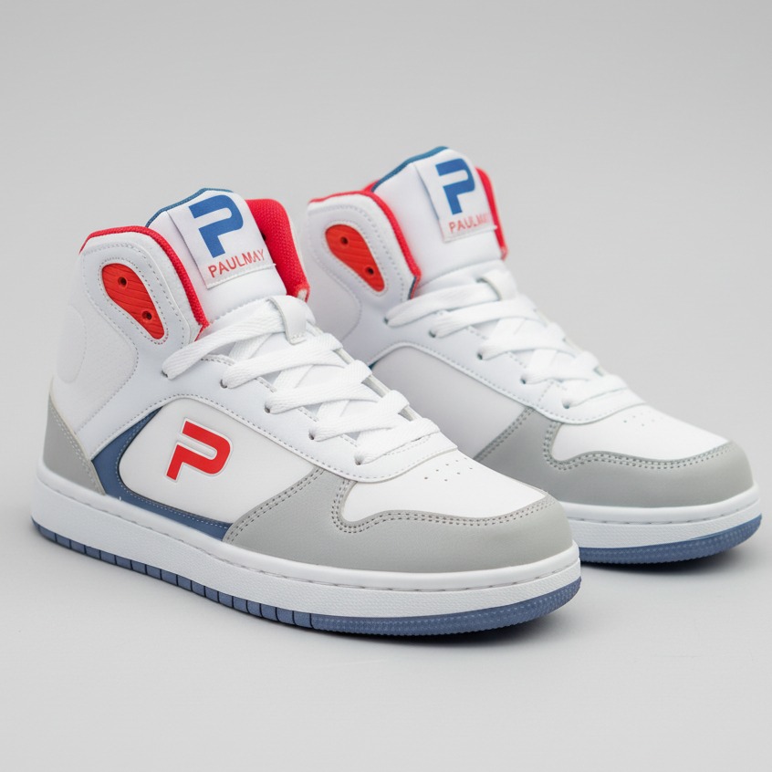 PAULMAY - Sepatu Sneakers Pria Wanita Lisbon High - Grey Red