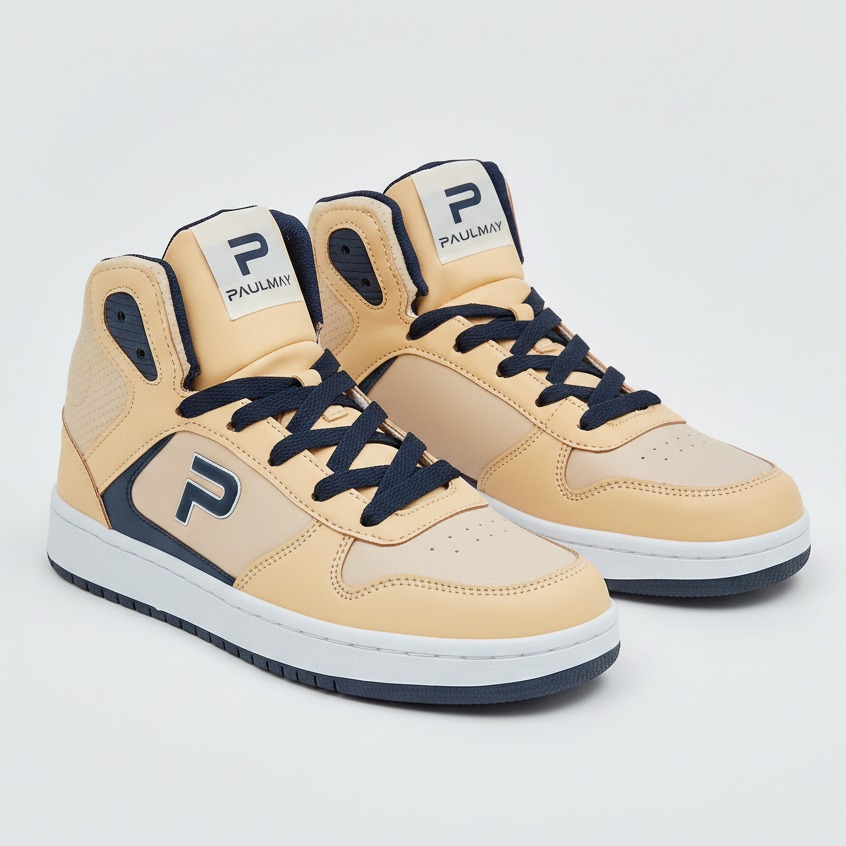 PAULMAY - Sepatu Sneakers Pria Wanita Lisbon High Wheat Navy
