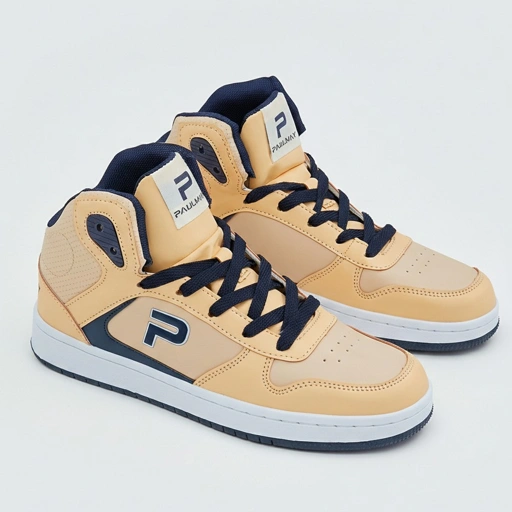 Image of PAULMAY - Sepatu Sneakers Pria Wanita Lisbon High Wheat Navy