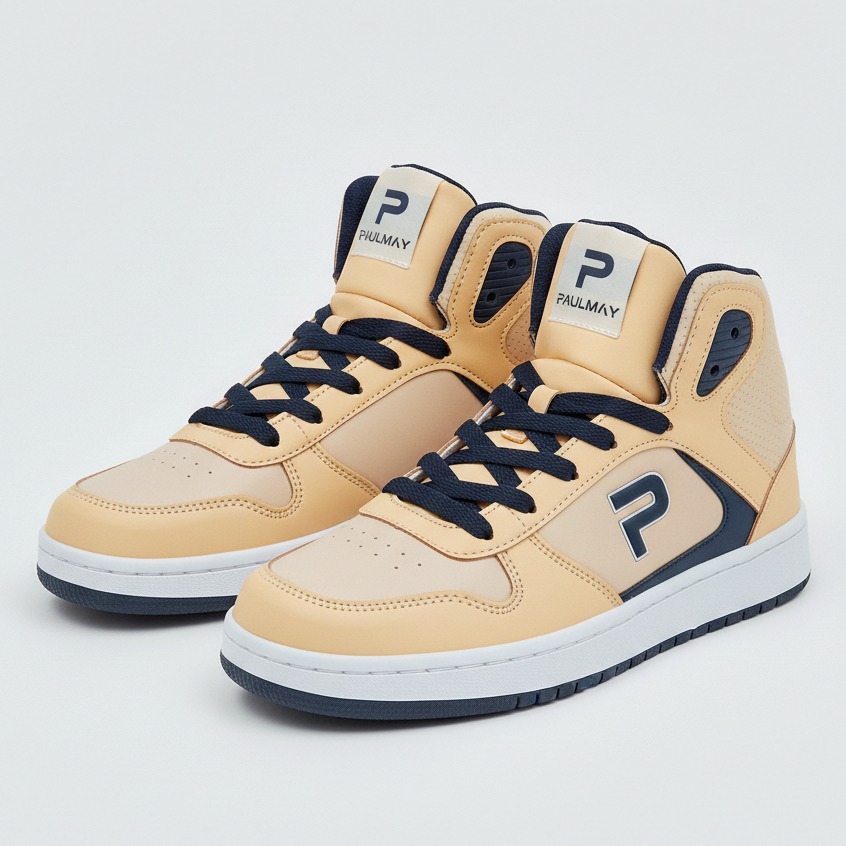 PAULMAY - Sepatu Sneakers Pria Wanita Lisbon High Wheat Navy