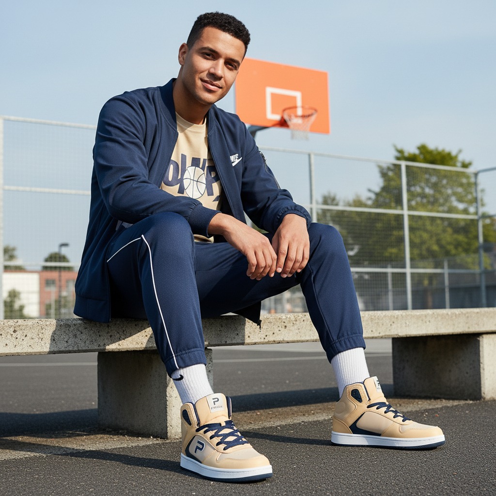 PAULMAY - Sepatu Sneakers Pria Wanita Lisbon High Wheat Navy