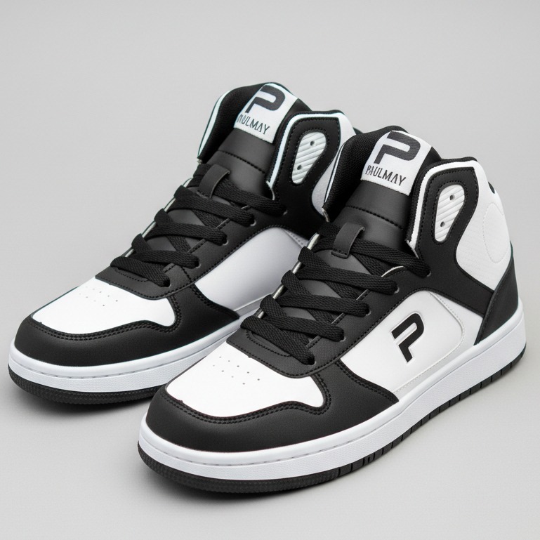 PAULMAY - Sepatu Sneakers Pria Wanita Lisbon High - White Black
