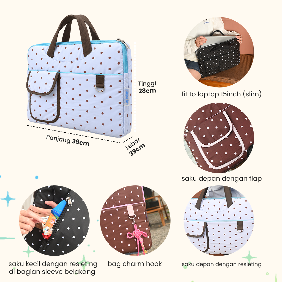 (COMPANION) Jovie Polka Laptop Bag
