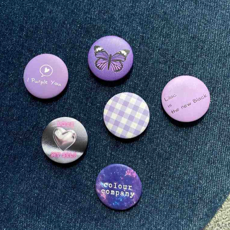 LILAC PIN BADGE BROS BROOCH BY COLOUR COMPANY - 1 SET ISI 6 PCS
