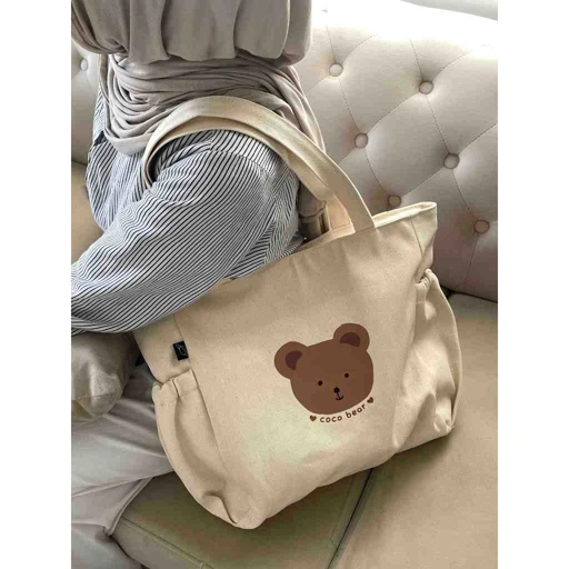Image of (companion) Coco Bear Totebag Canvas - Tas Kuliah kerja Wanita