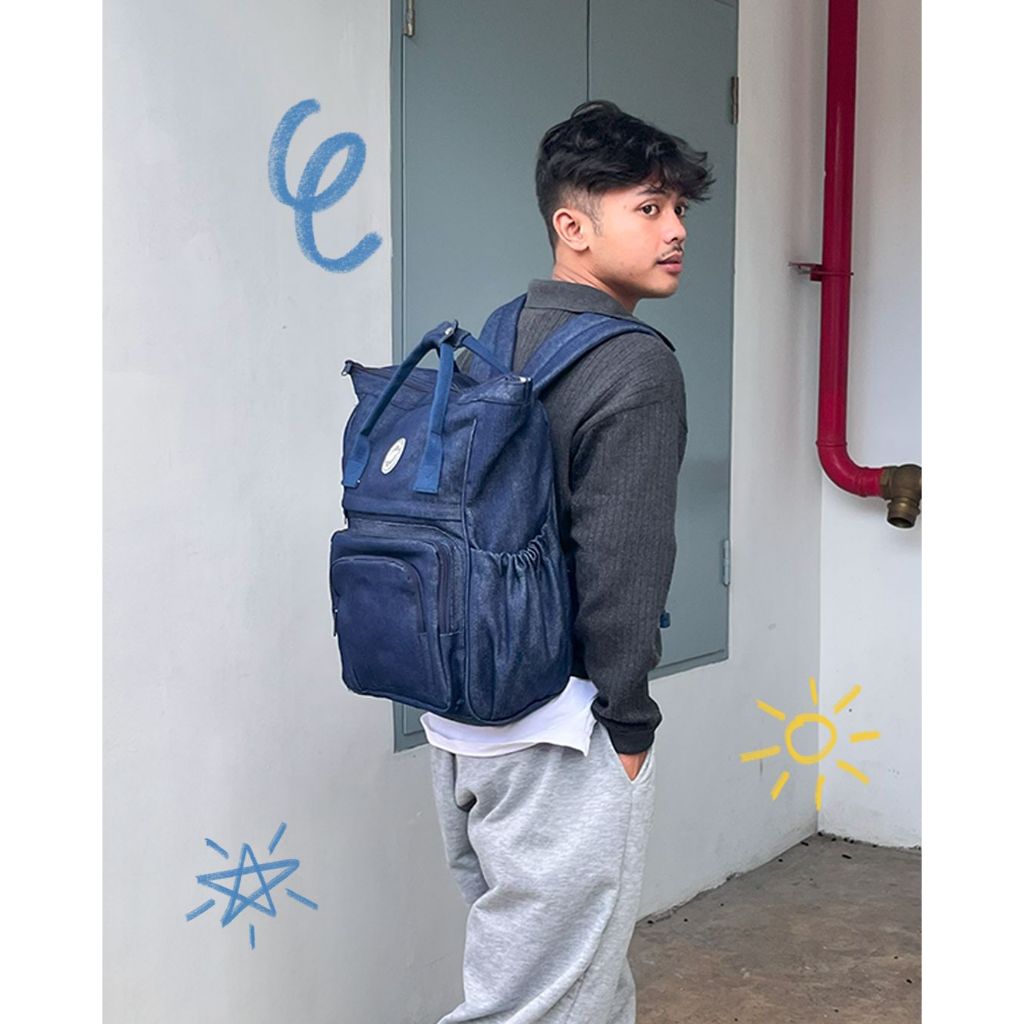 (companion) Kio Backpack Jeans Denim Tas Ransel Backpack Kuliah Kerja Pria Wanita