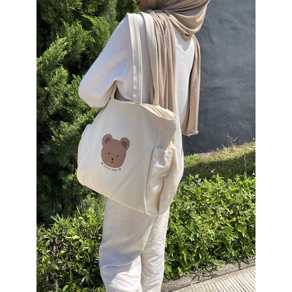(companion) Coco Bear Totebag Canvas - Tas Kuliah kerja Wanita