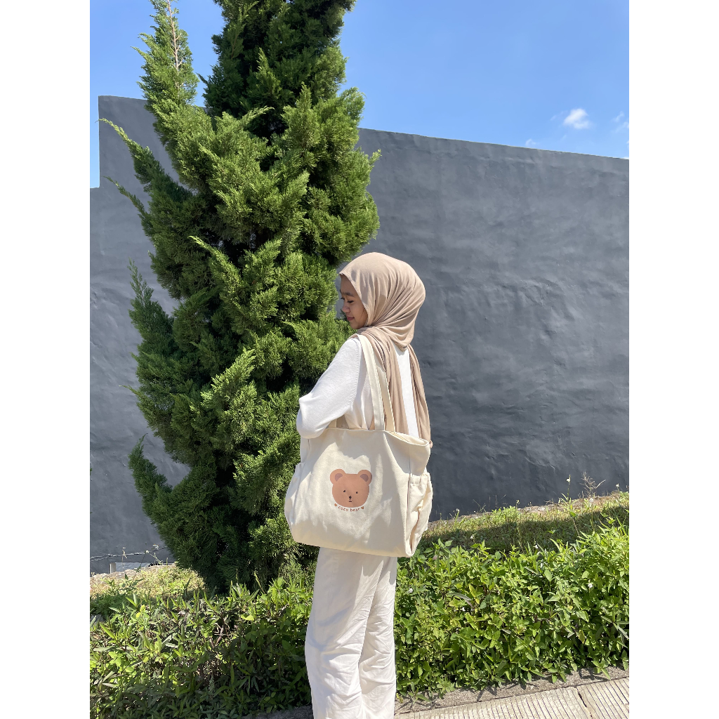 (companion) Coco Bear Totebag Canvas - Tas Kuliah kerja Wanita