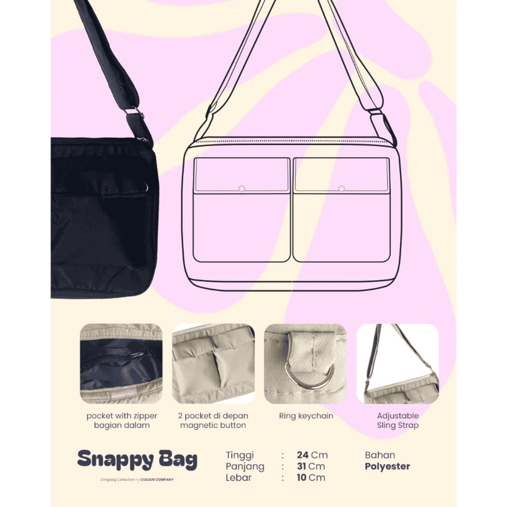SNAPPY BAG SLING BAG UNISEX TAS SLEMPANG PRIA WANITA POLYESTER