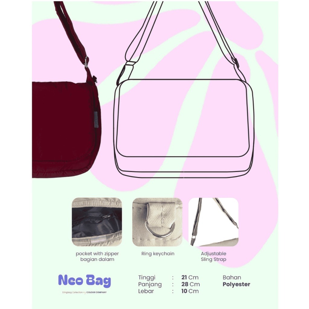 NEO BAG SLING BAG UNISEX TAS SELEMPANG PRIA WANITA POLYESTER | COLOUR COMPANY